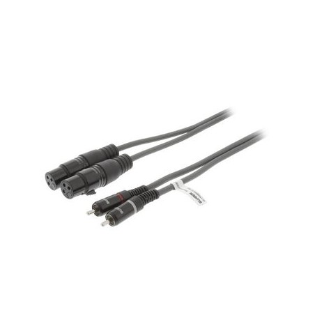 XLR Cavo Stereo 2x XLR 3-Pin Femmina - 2x RCA Maschio 1.5 m Grigio Scuro